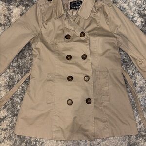 Ambiance Tan Trench Coat Double-Breasted Mid-Length